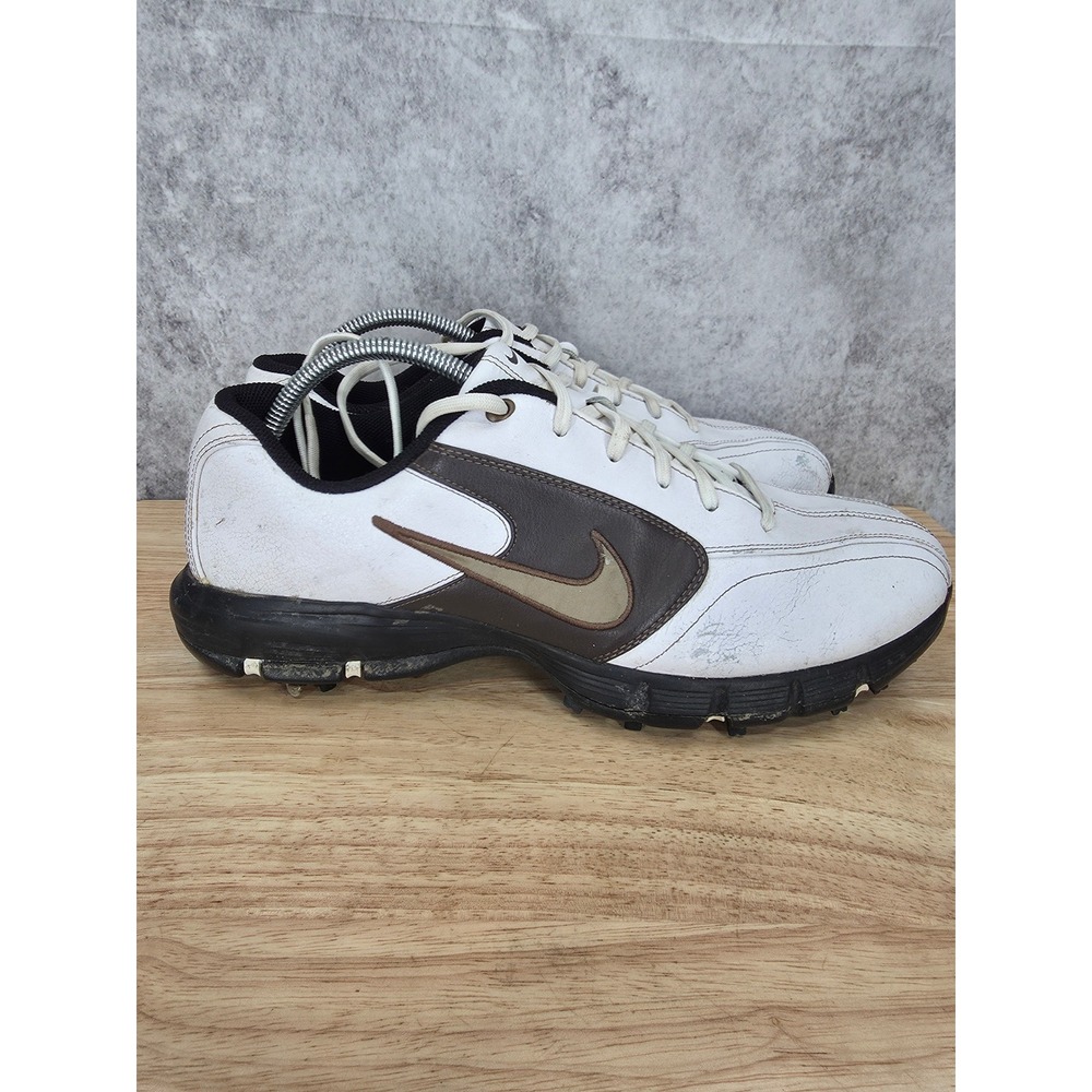 Vtg Nike Air Reserve Golf Shoes Mens 10 White Leather Spikes Sneakers 317624-122